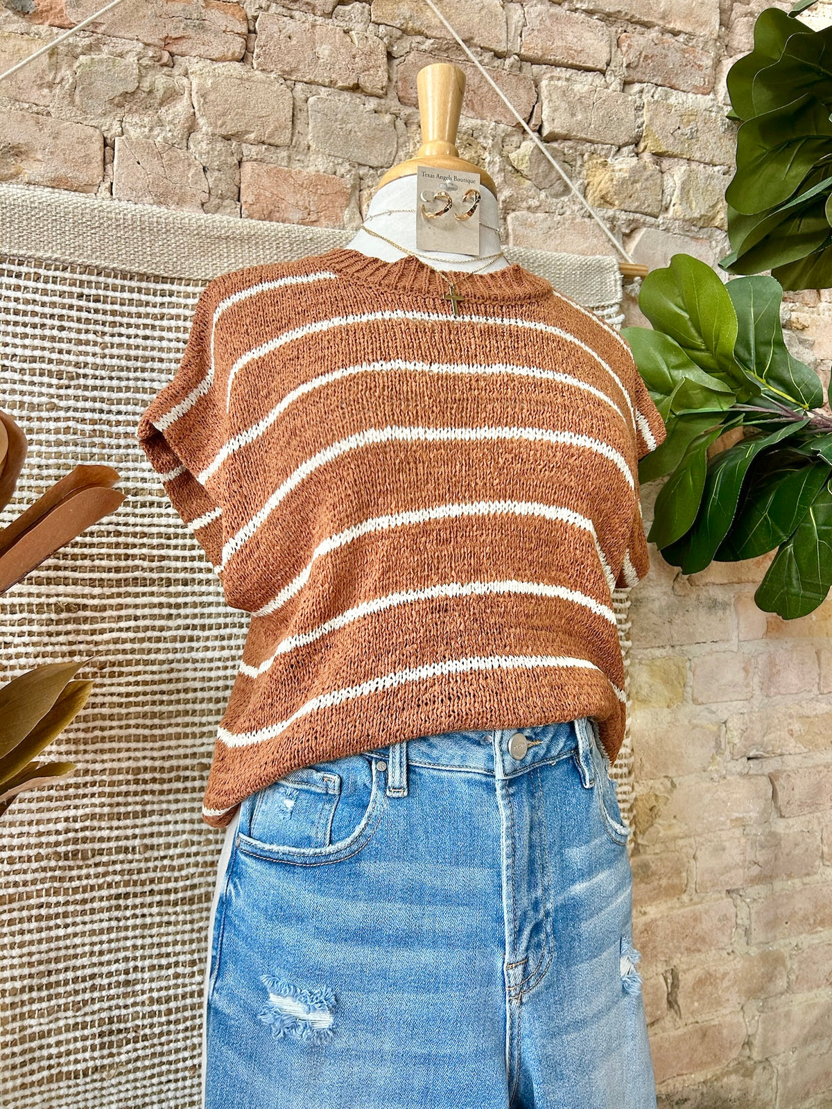 Remember Me Rust Striped Sweater Top