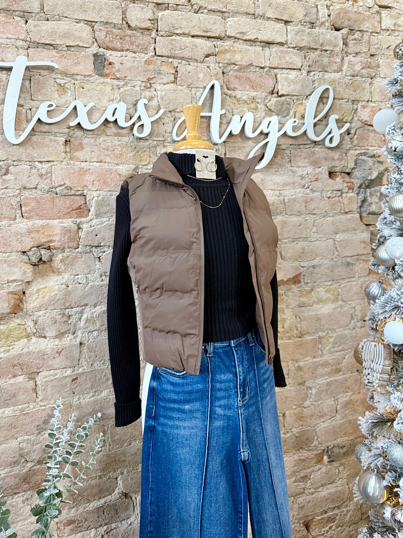 Winter Vacation Brown Puffer Vest