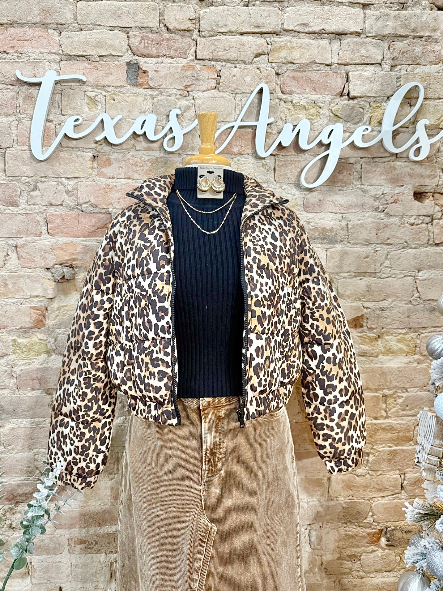 Picked You Just For Myself Leopard Print Puffer Jacket