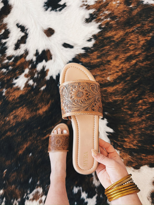 MYRA Tooled Leather Sandals