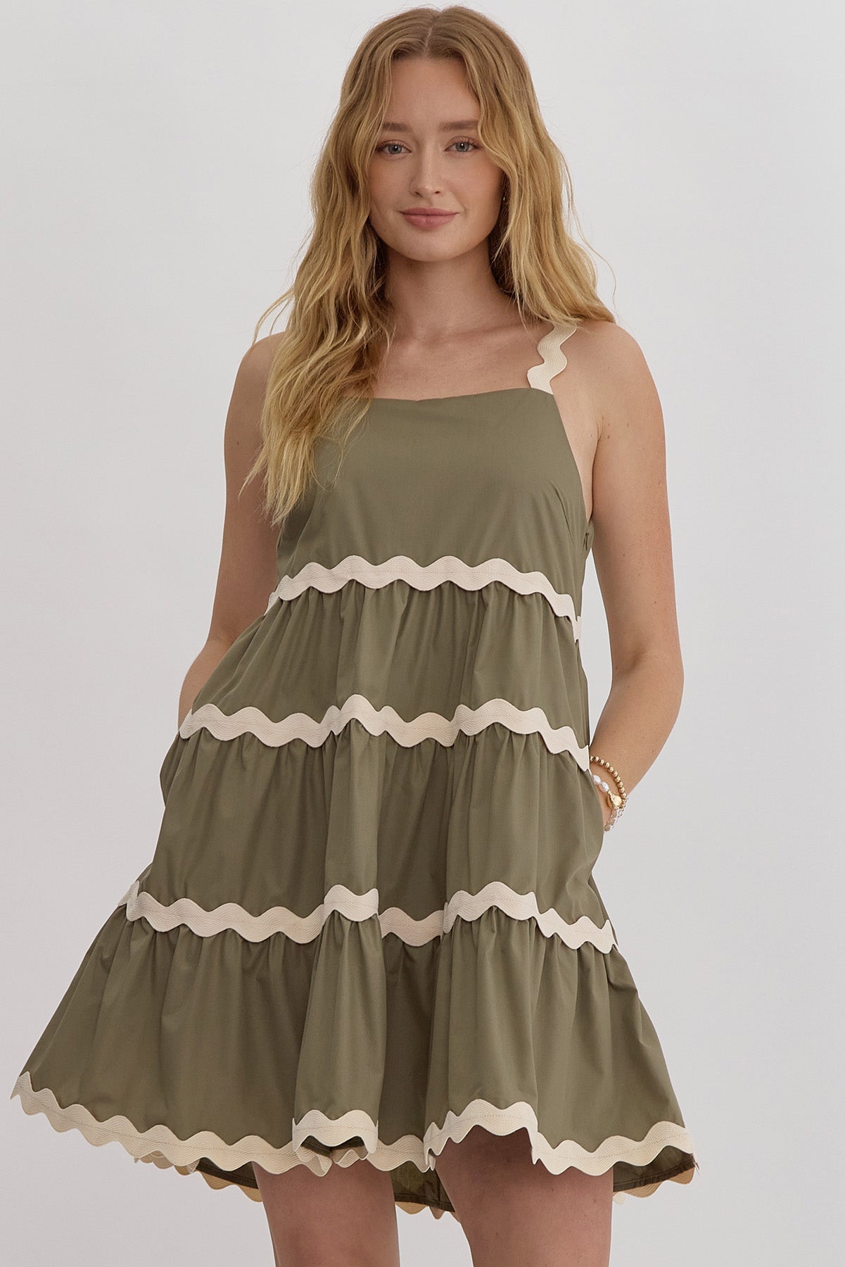 All Dolled Up Olive Dress