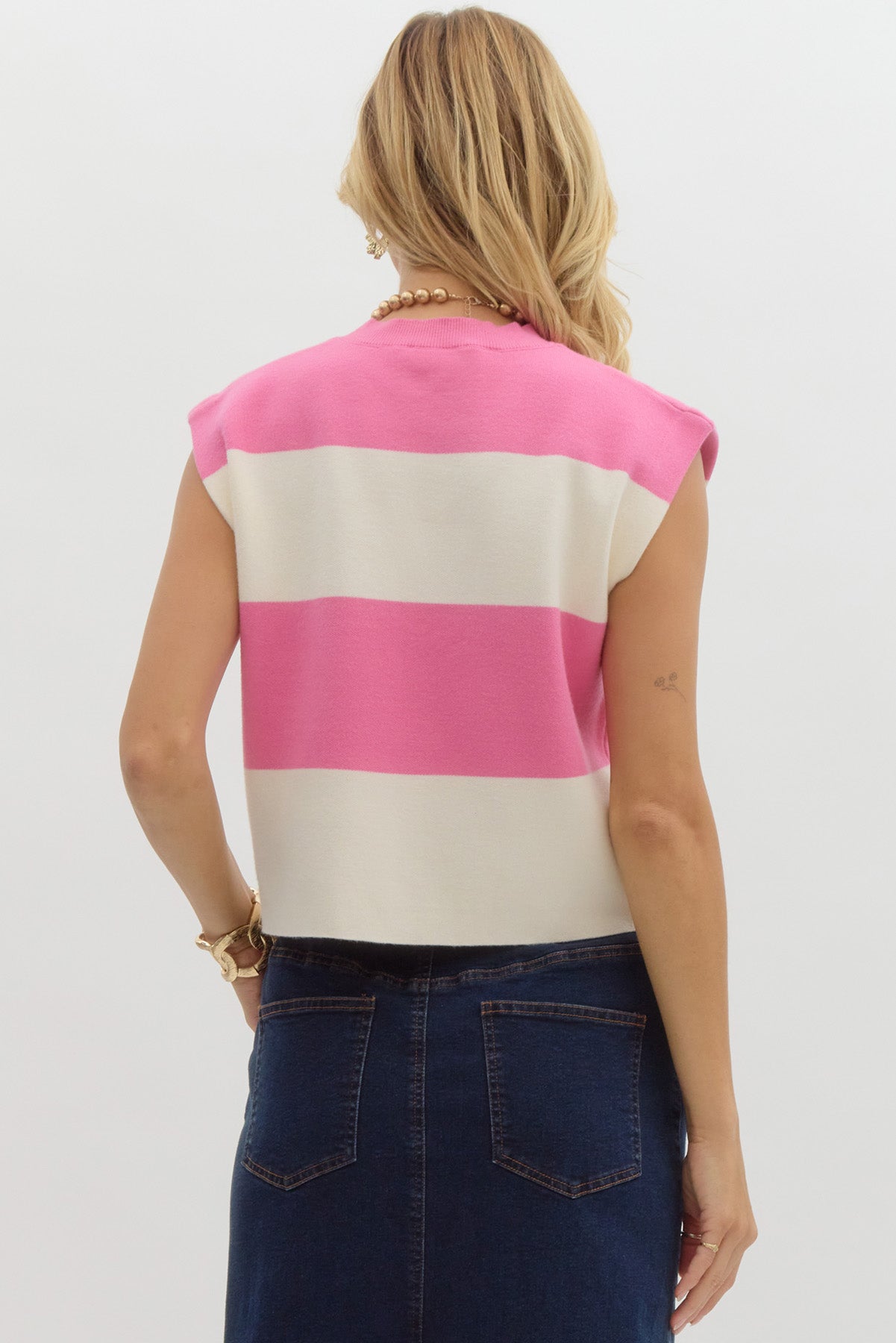 Pretty Girl Pink Striped Sweater Top