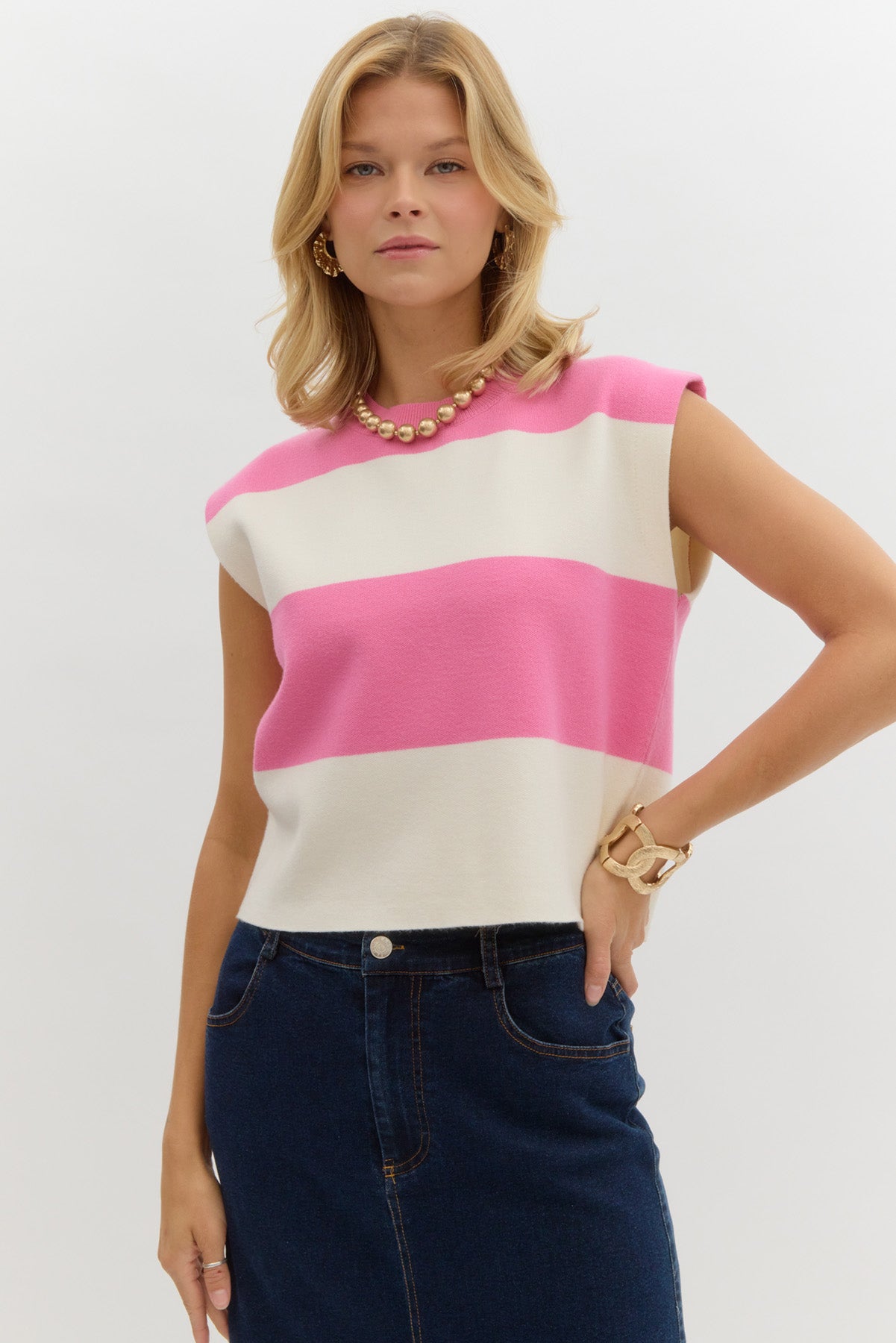 Pretty Girl Pink Striped Sweater Top