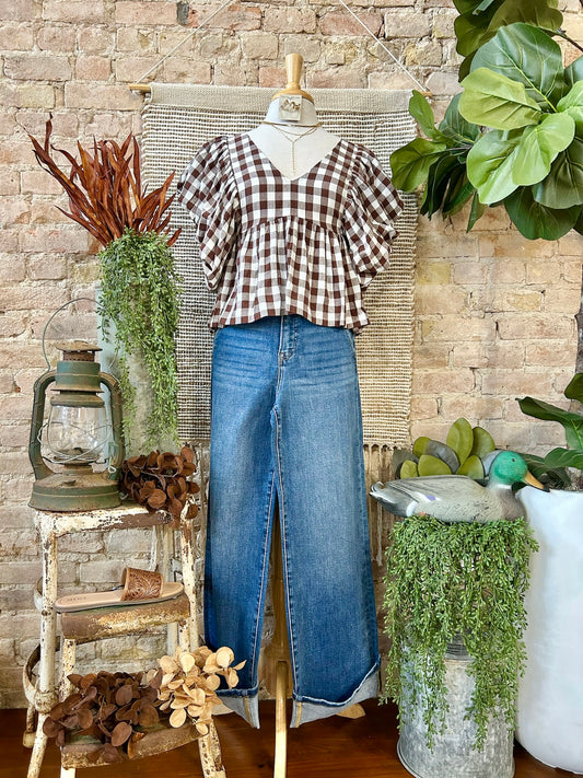 Bringing Back Memories Brown Gingham Blouse