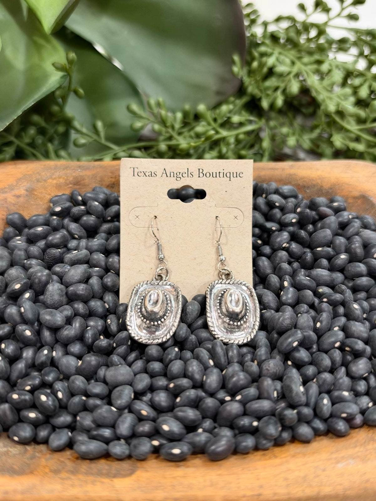 Silver Cowboy Hat Earrings