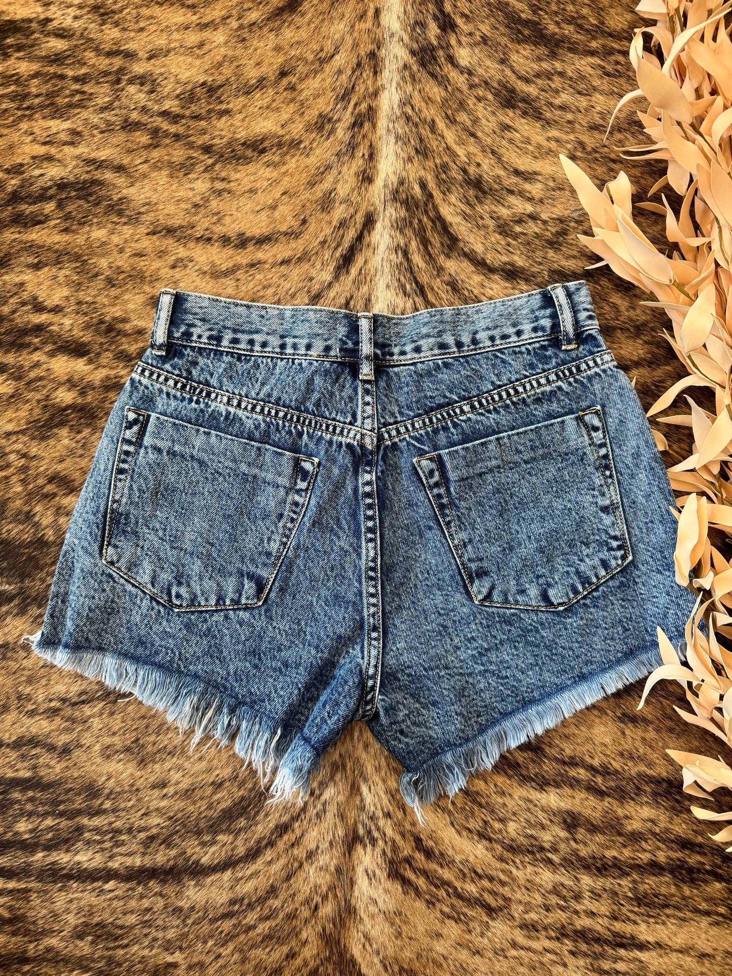 Miss Me Yet Medium Wash Distressed Denim Shorts