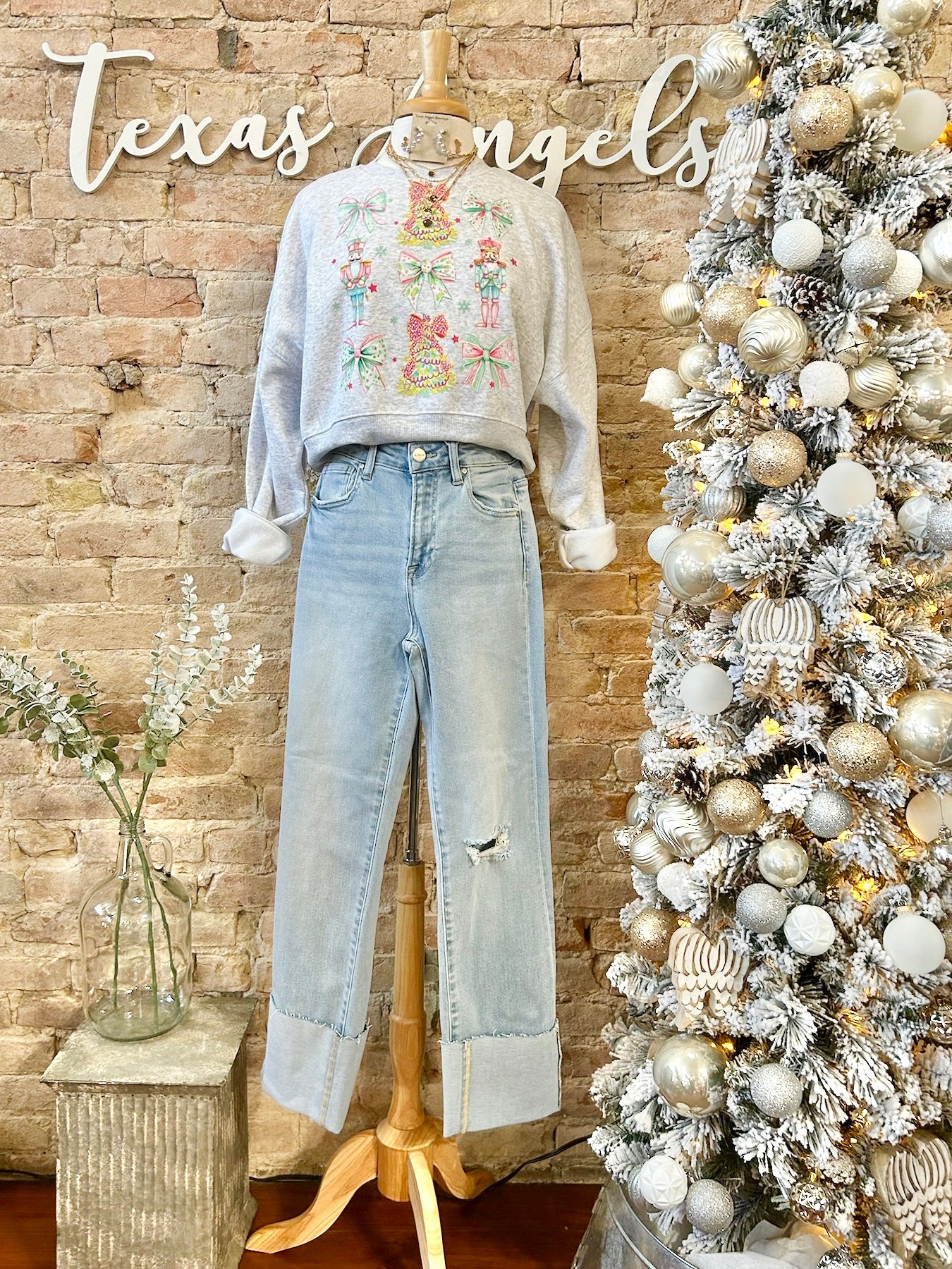 Walking In A Winter Wonderland Nutcracker Grey Cropped Sweatshirt