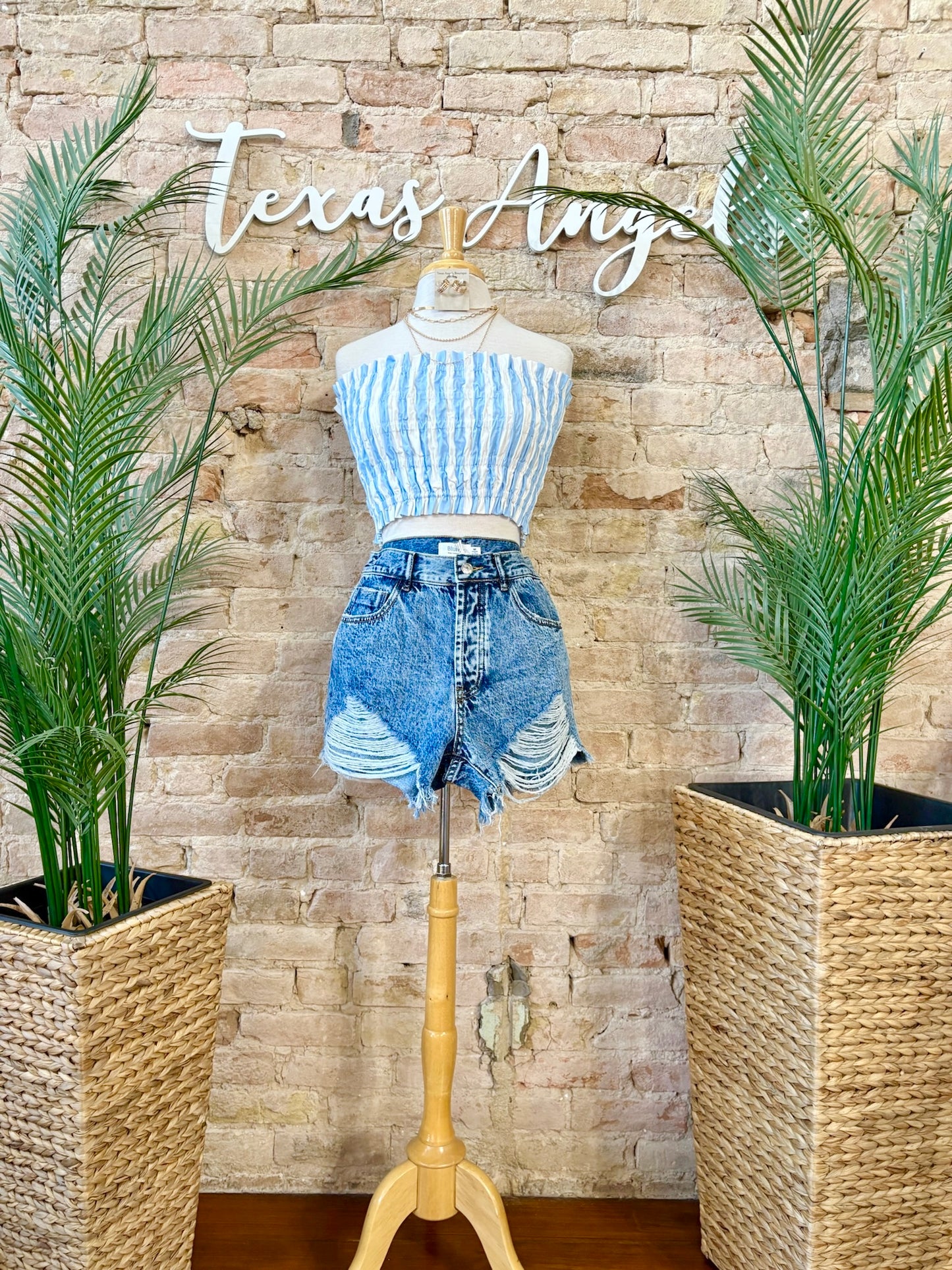 Ocean Breeze, Mind At Ease Blue Striped Tube Top