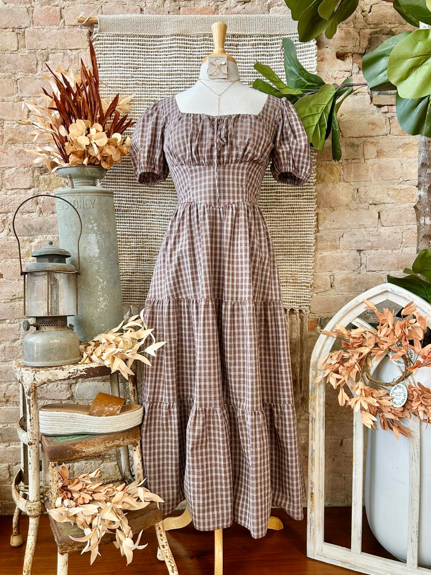 Corn Maze Brown Mid Maxi Dress