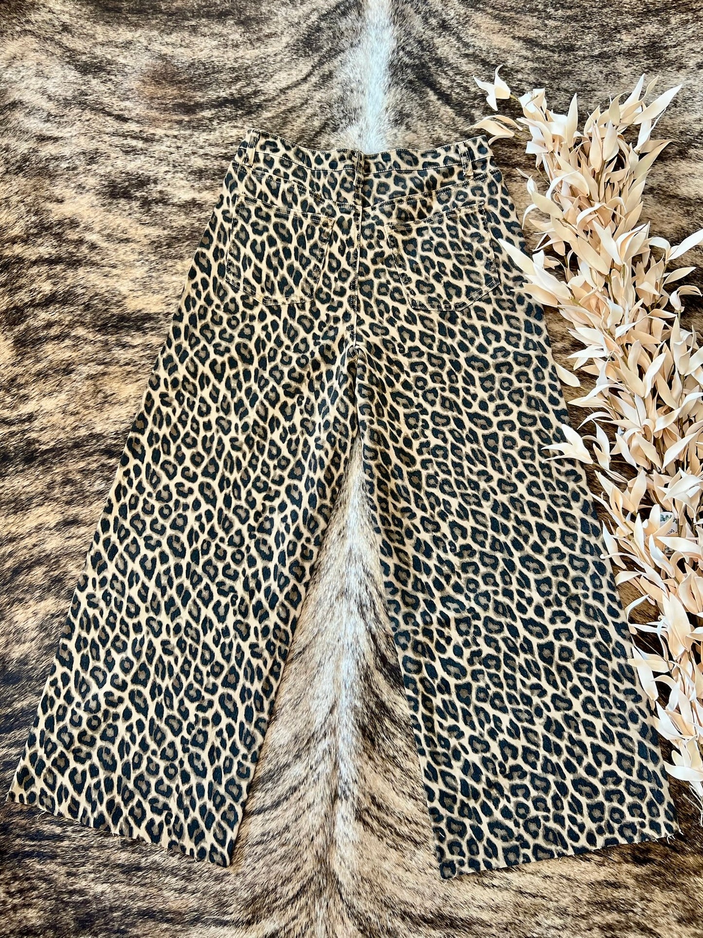 Leopard Print Wide Leg Pants