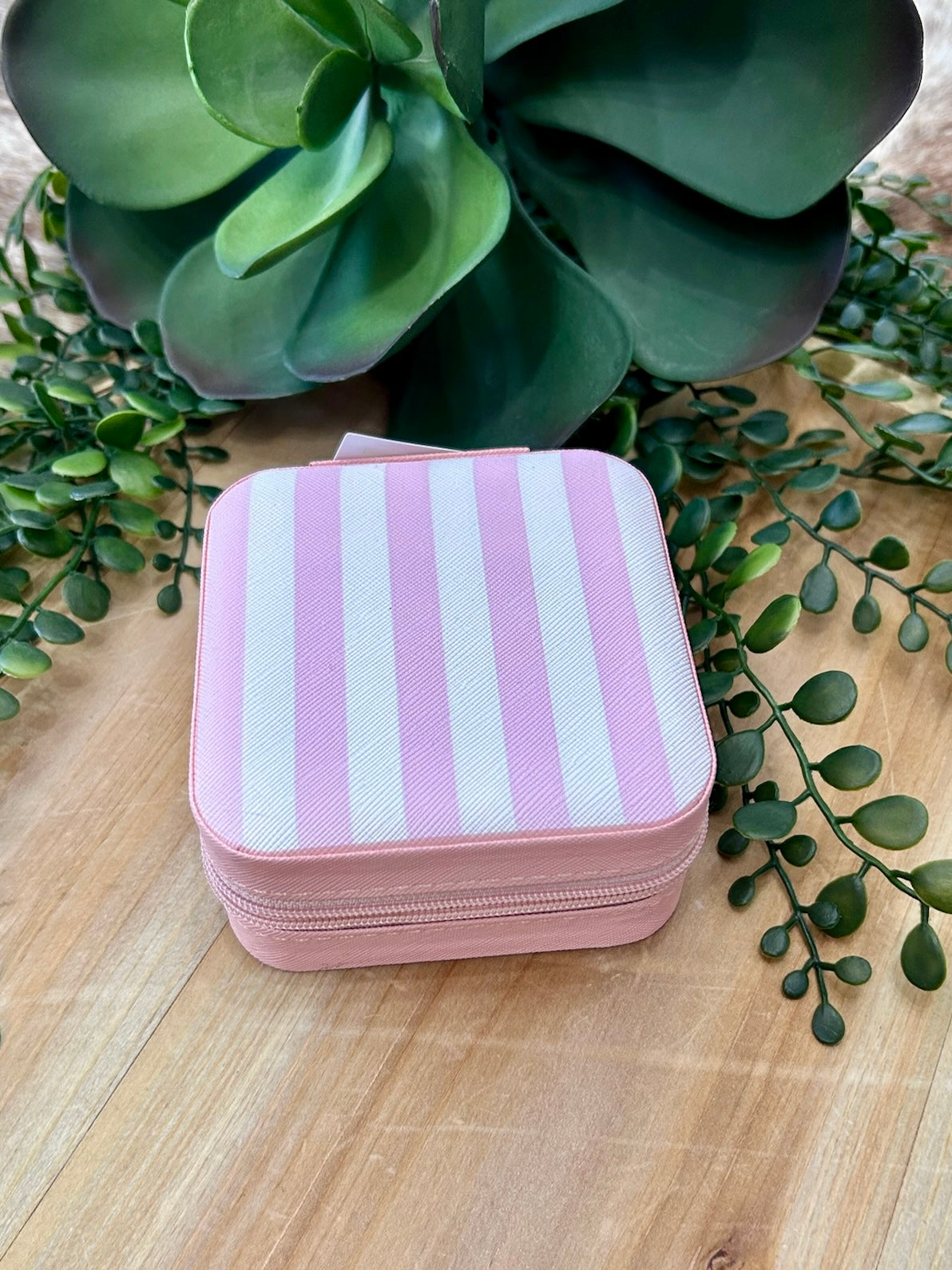 Pink Striped Jewelry Box
