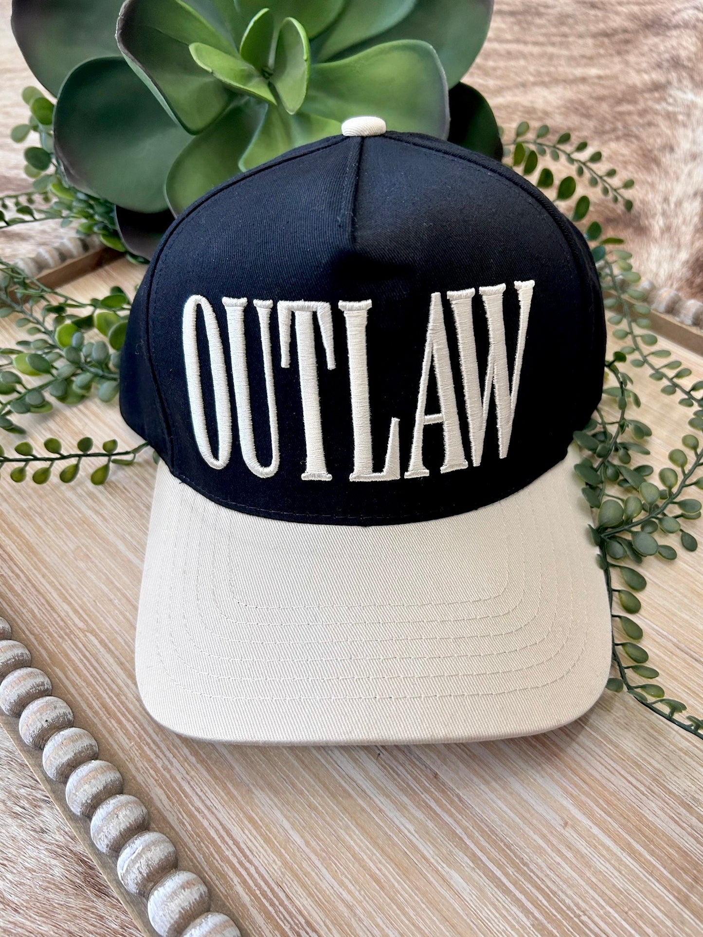 Black Outlaw Embroidered Trucker Hat