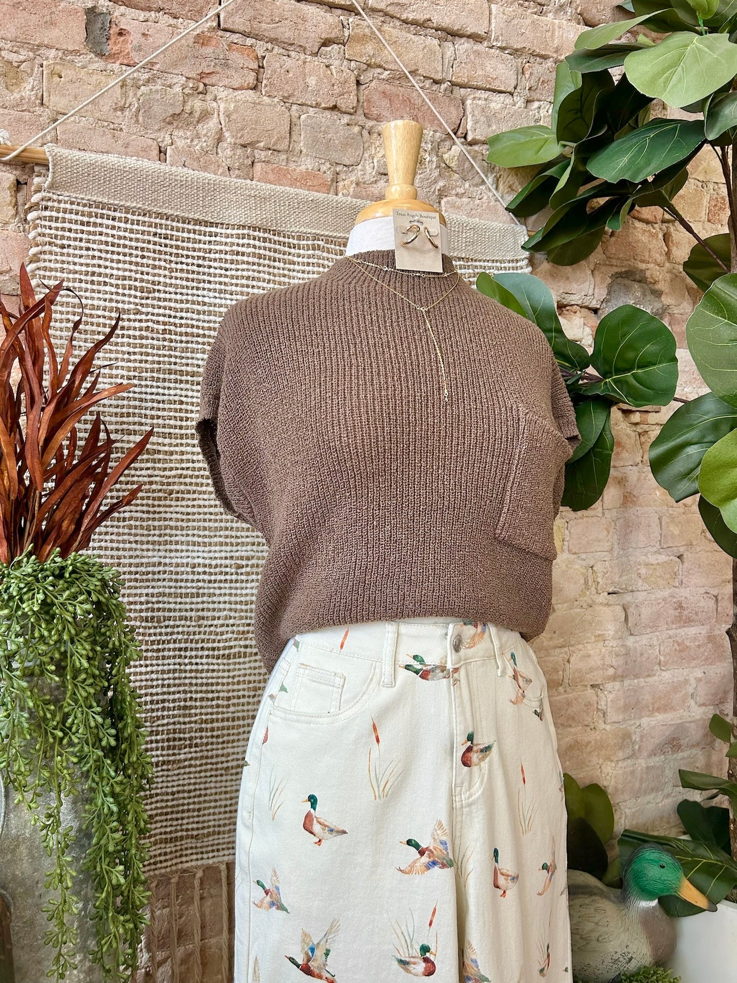 Nothing To See Here Brown Knit Sweater Top