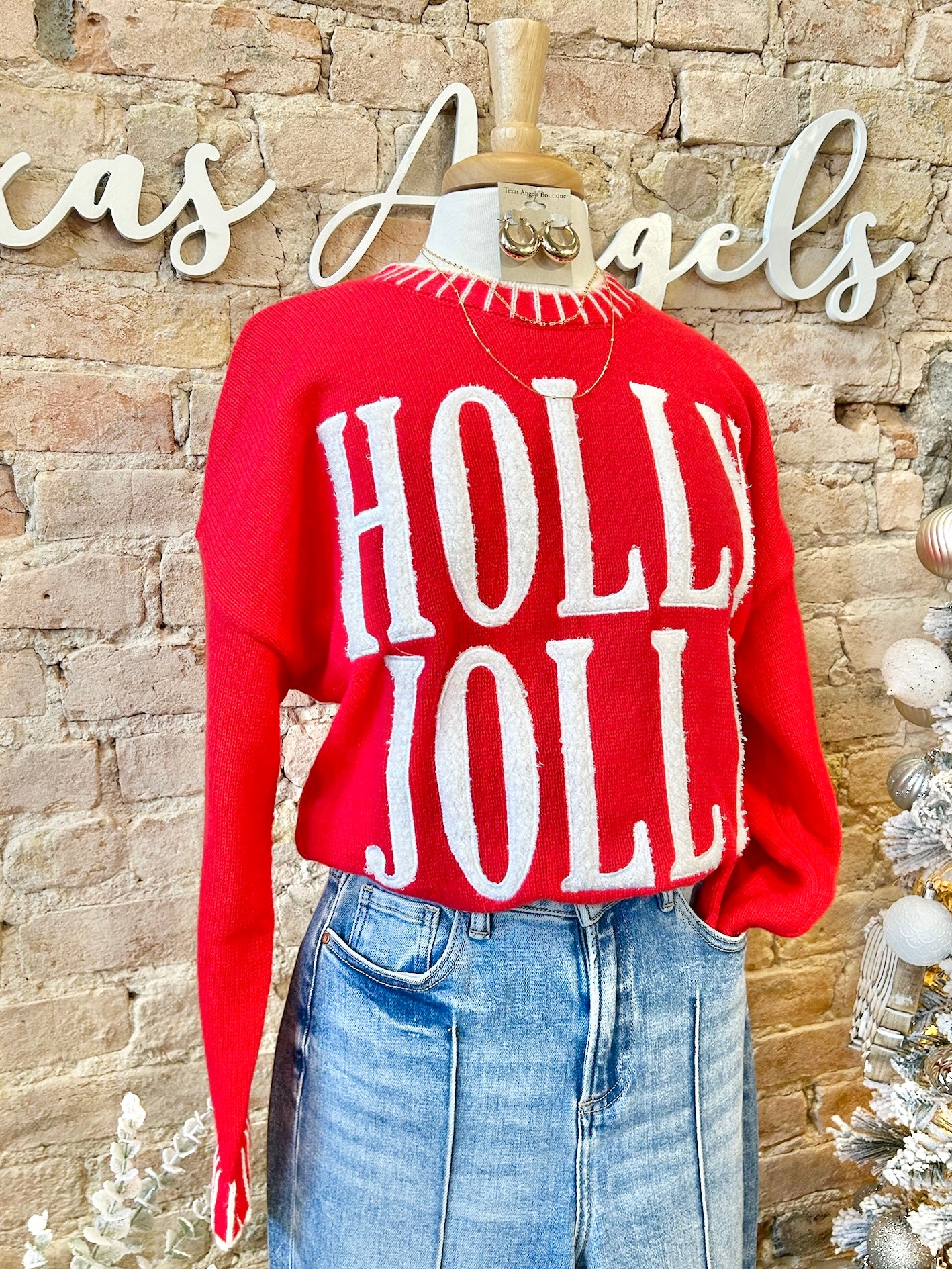 50% Off - A Whole Lotta Holly Jolly Red Knit Sweater