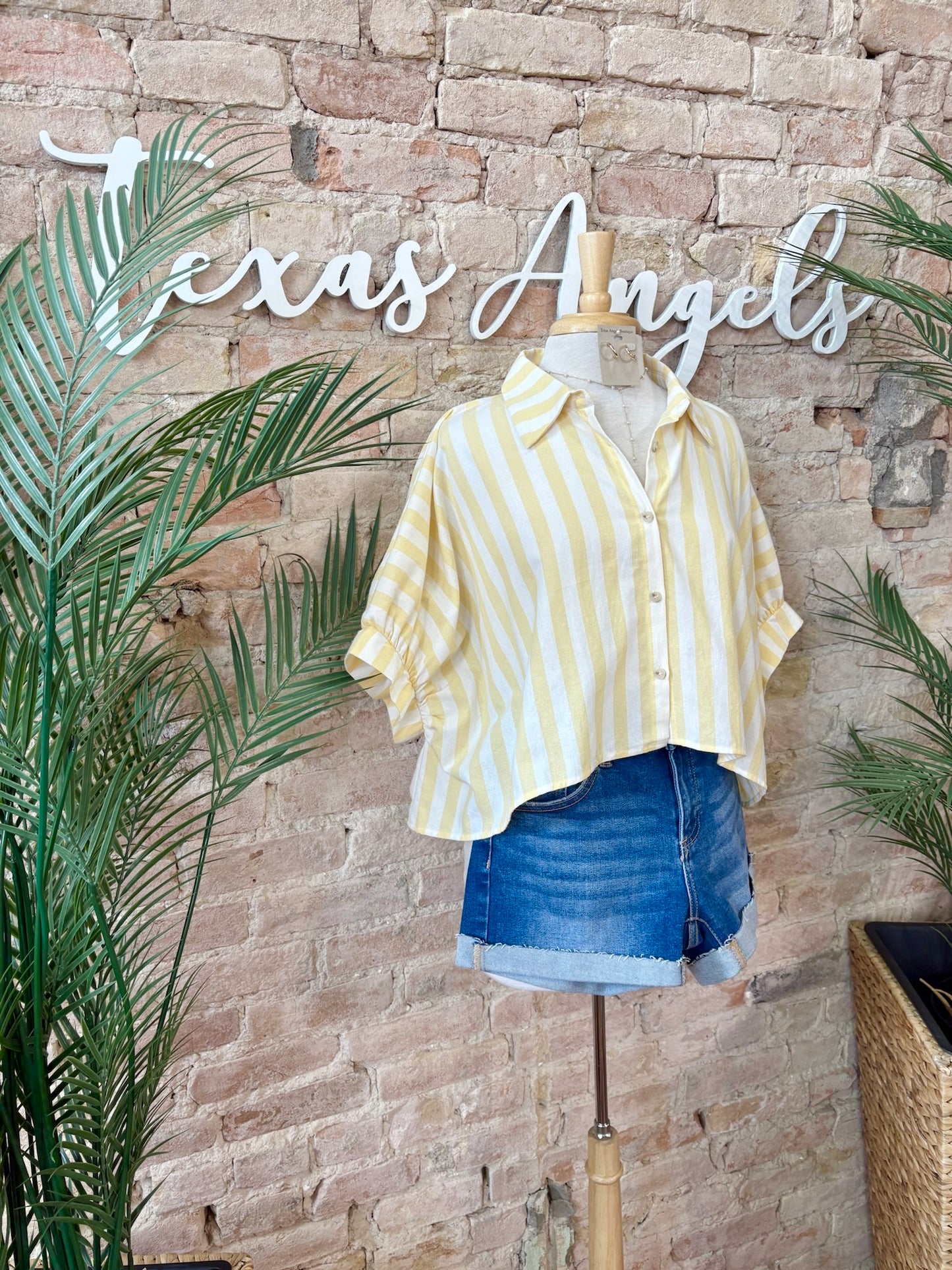 Walking On Sunshine Yellow Striped Blouse