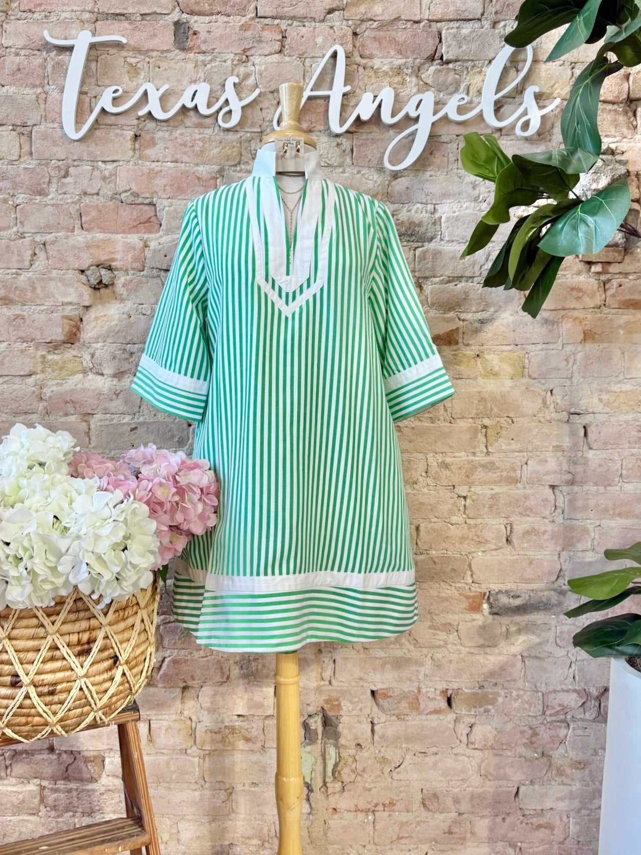 She Can & She Will Green Striped Dress