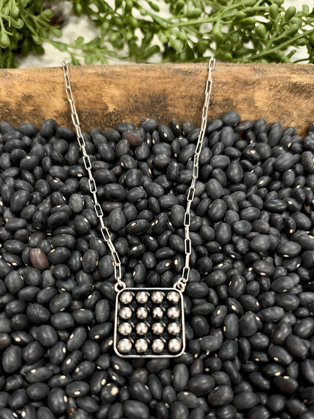 Silver Square Pendant Necklace