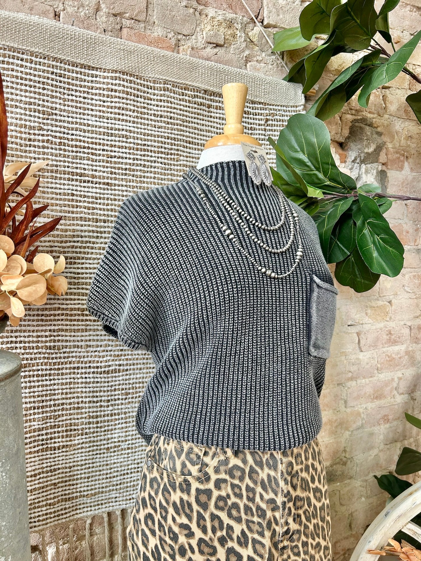 Time Will Tell Black Mineral Wash Knit Top