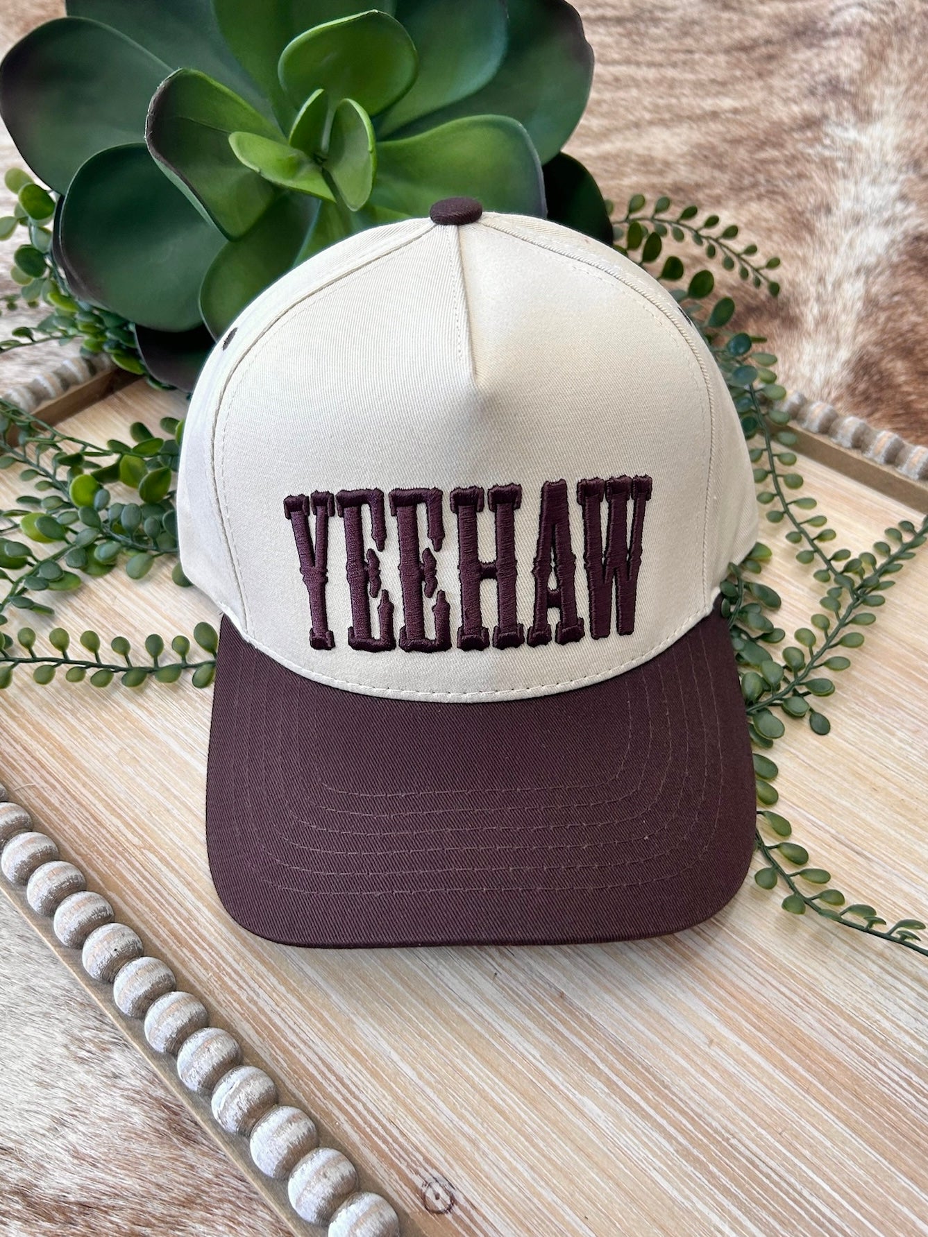 Brown Yeehaw Embroidered Trucker Hat