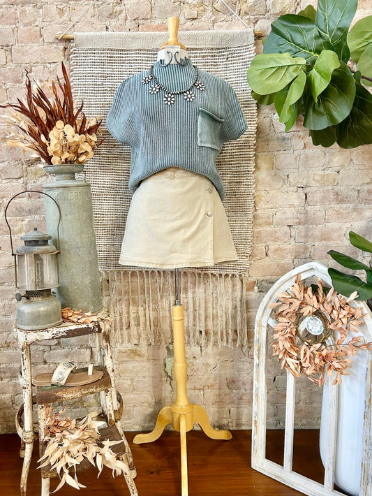 Just Here For A Good Time Jade Mineral Wash Knit Top