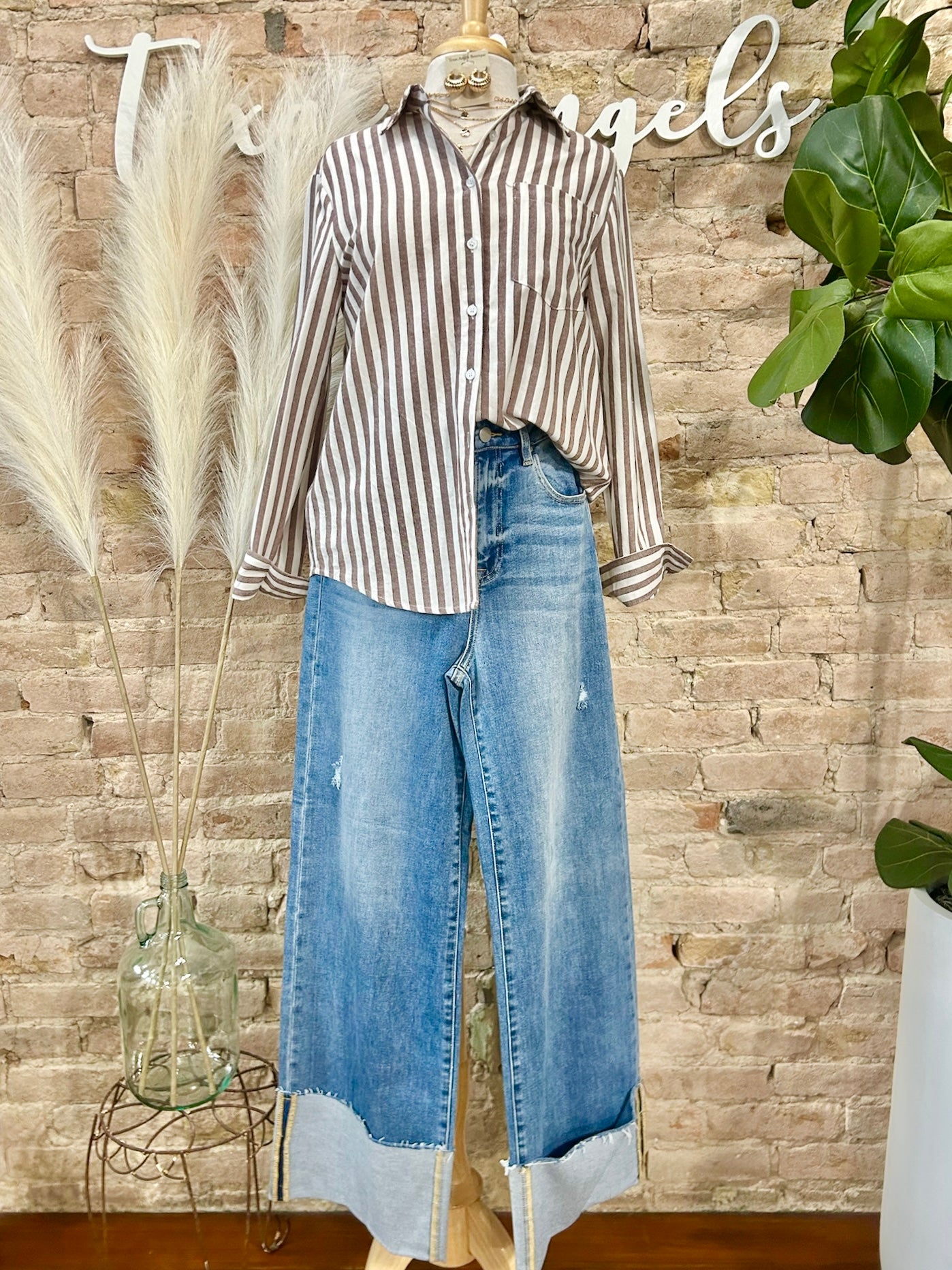 Soft Spoken Brown Striped Shirt