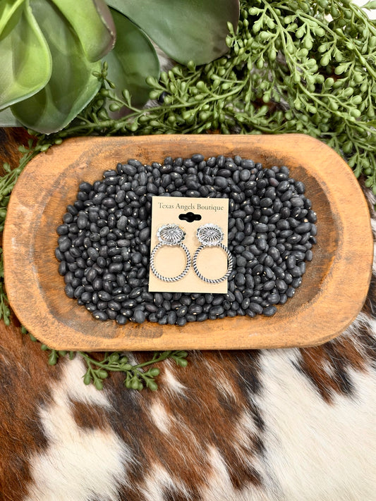 Silver Concho Post Earrings