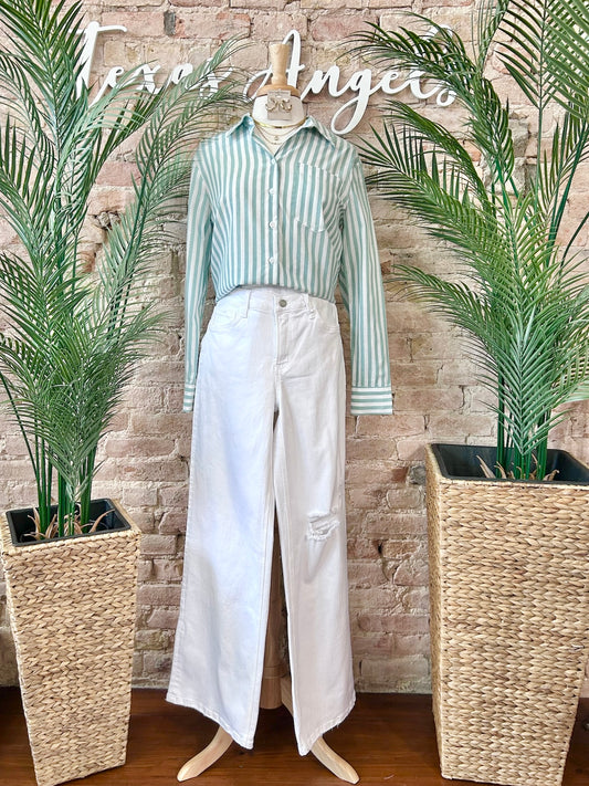 Soft Spoken Sage Striped Shirt