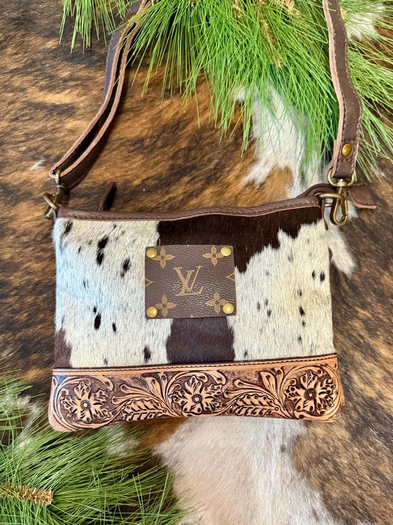 The Kingsley Upcycled LV Tooled Leather Crossbody