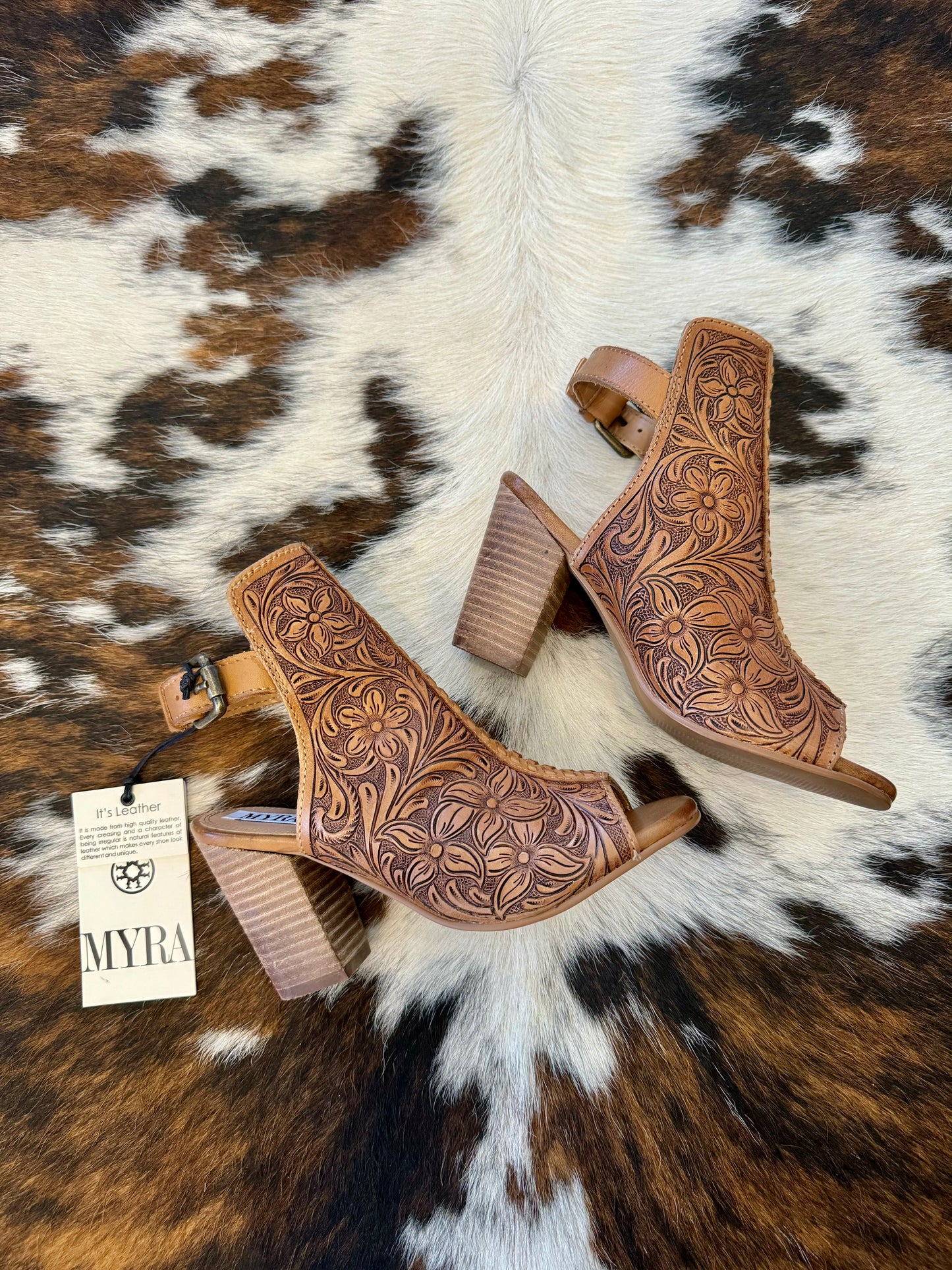 40% Off - MYRA Tooled Leather Heels