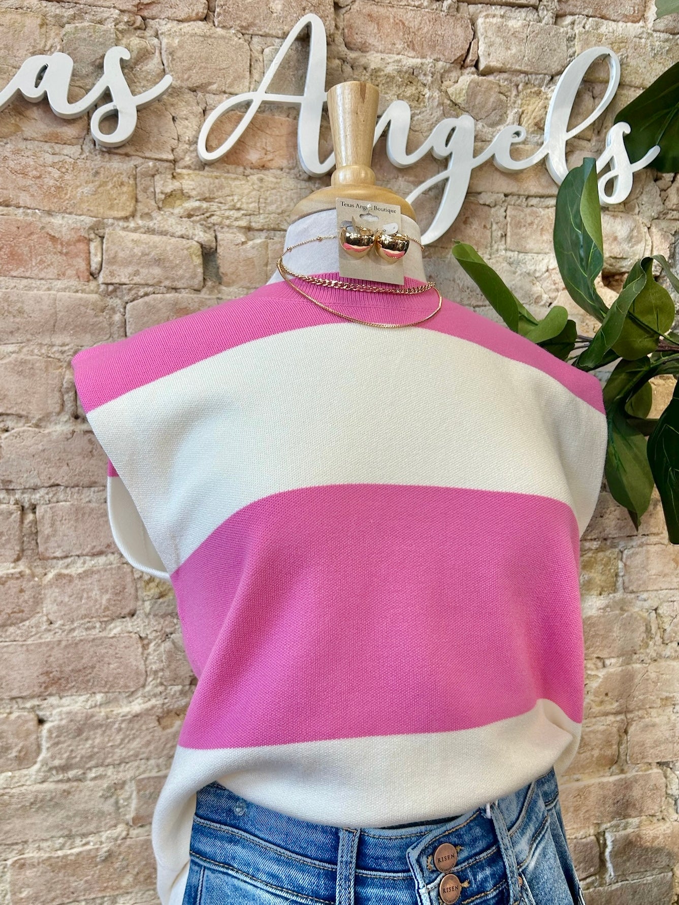 Pretty Girl Pink Striped Sweater Top