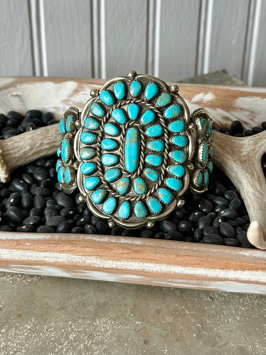 Sterling Silver & Genuine Turquoise Cuff