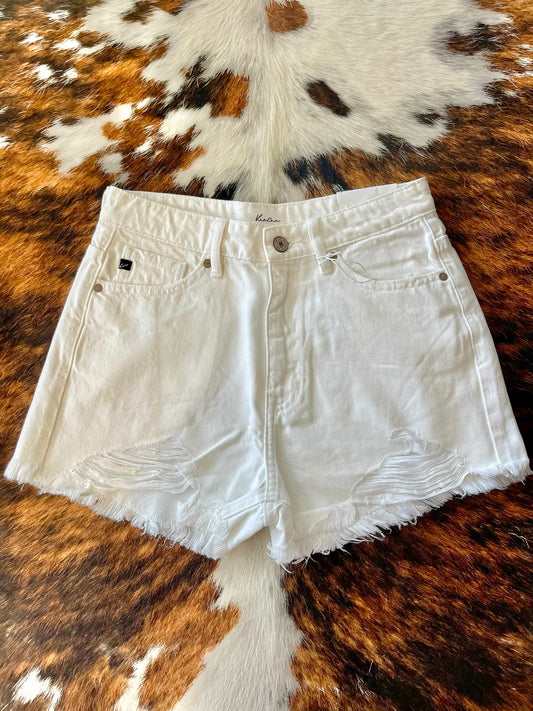 Dare Me Distressed White KanCan Shorts