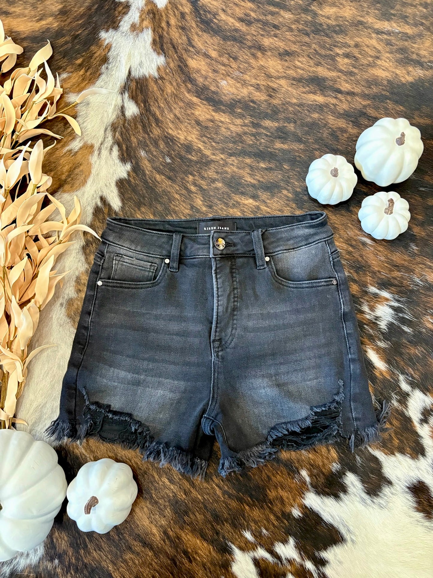 Backstage Pass Black Distressed Risen Shorts