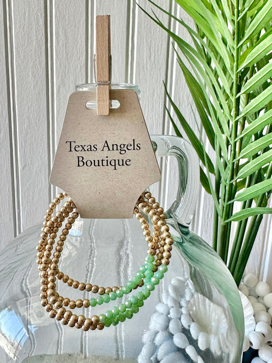 Gold/Mint Stretchable Bracelet Stack