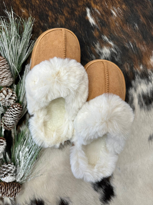 Cozy Girlie Tan House Slippers