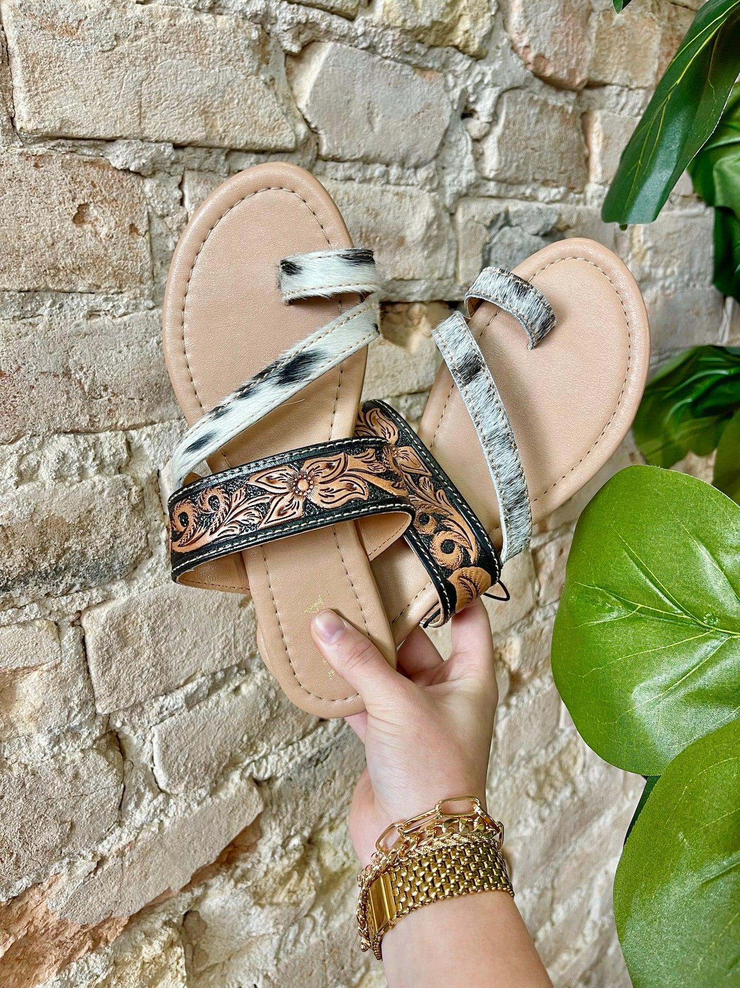 MYRA Tooled Leather Sandals