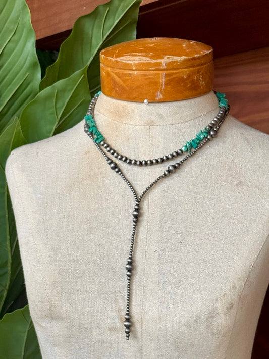 Green & Silver Beaded Necklace