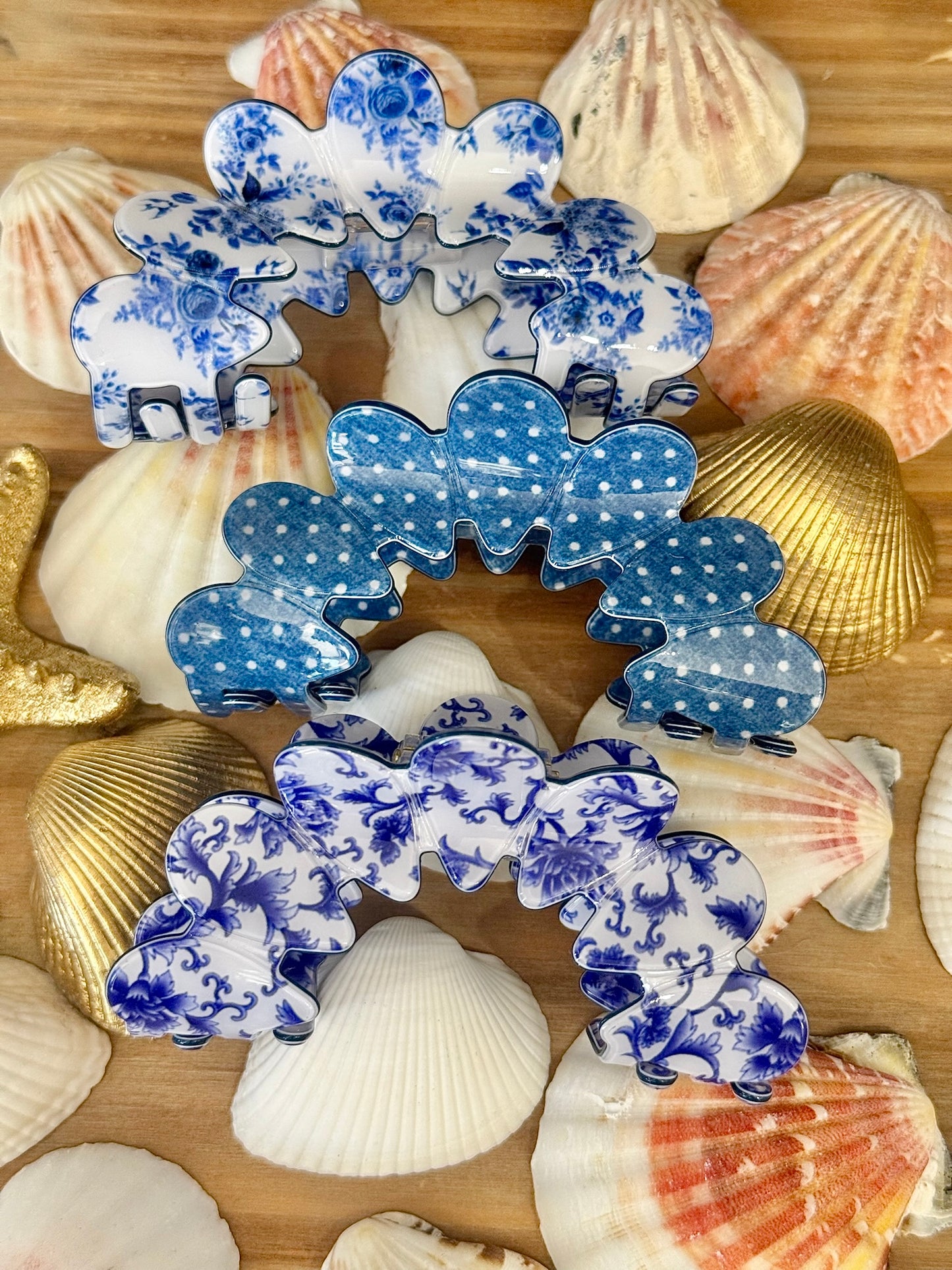 Blue Willow Hair Clips