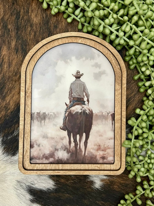 Arched Cattle Drive Canvas Decor