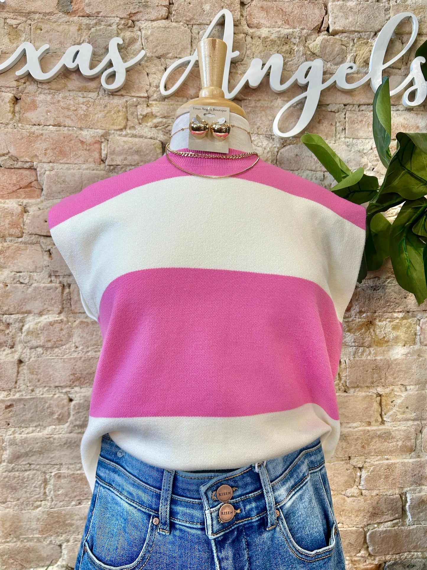 Pretty Girl Pink Striped Sweater Top