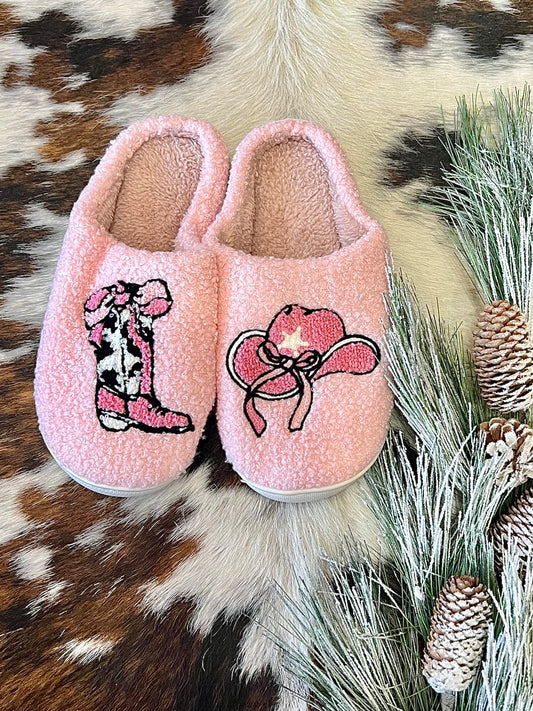 Cowgirl Girlie Pink House Slippers