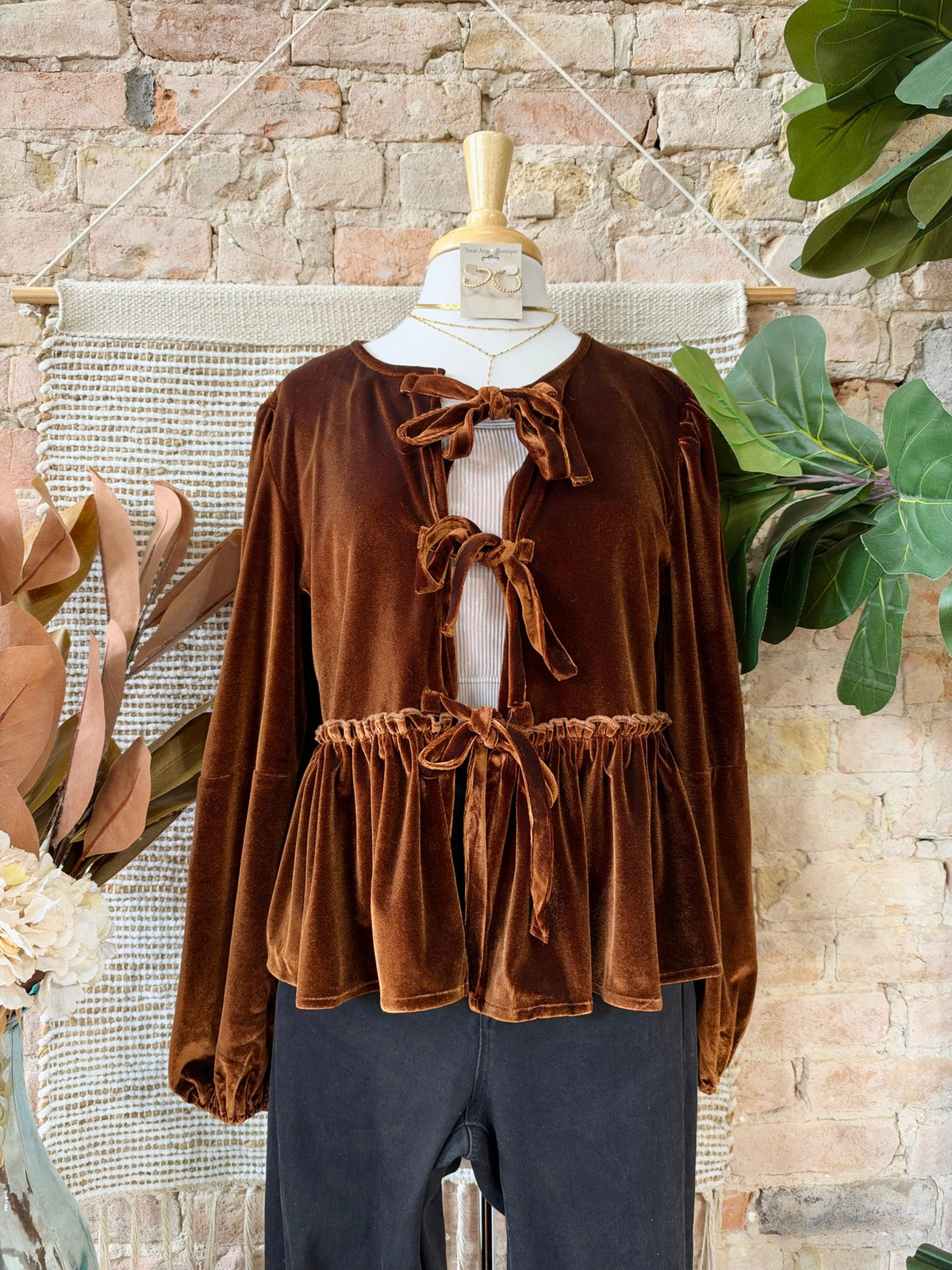 Meet Me At The Vineyards Rust Velvet Blouse