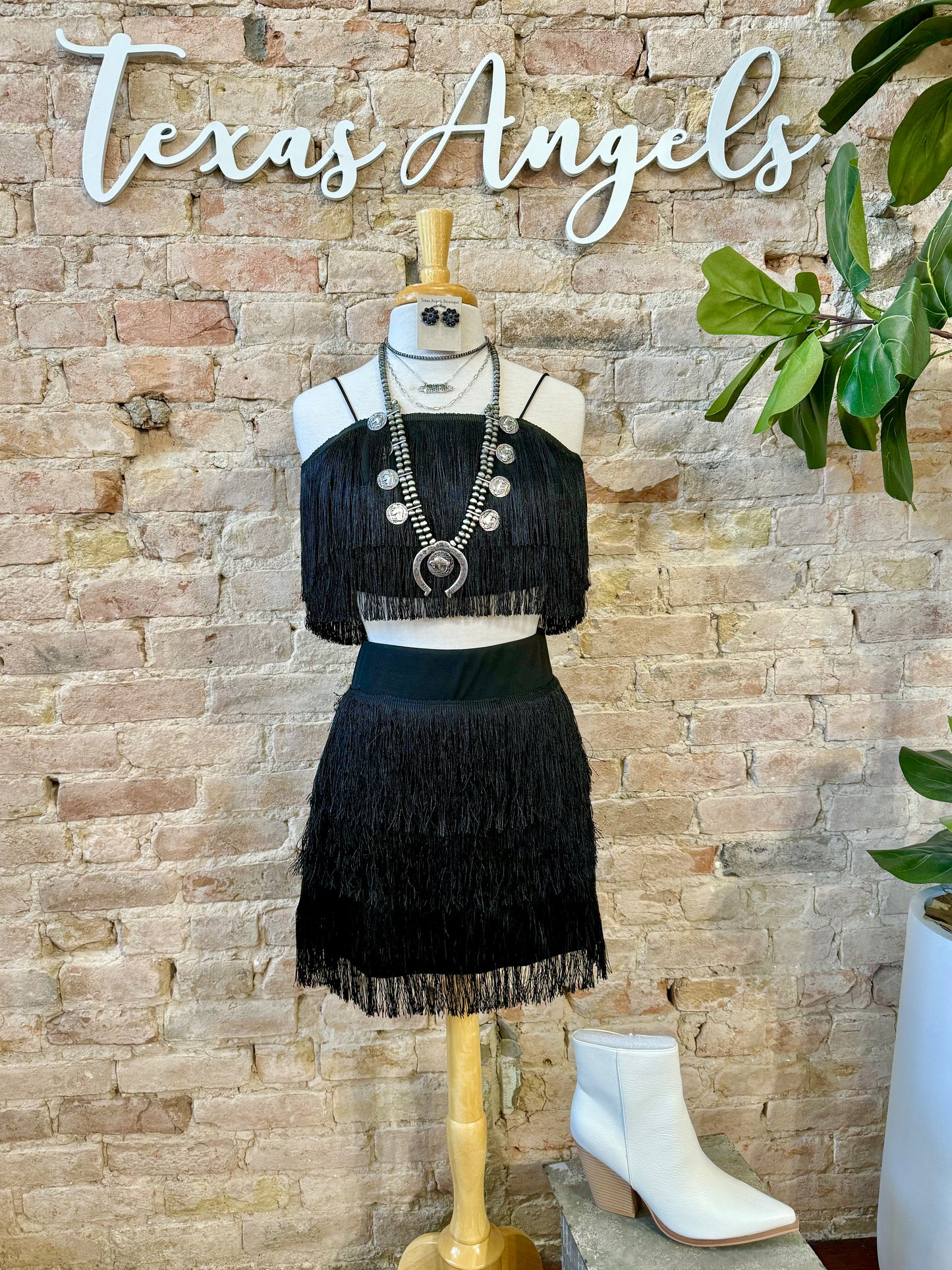 50% Off - Back For More Black Fringe Crop Top