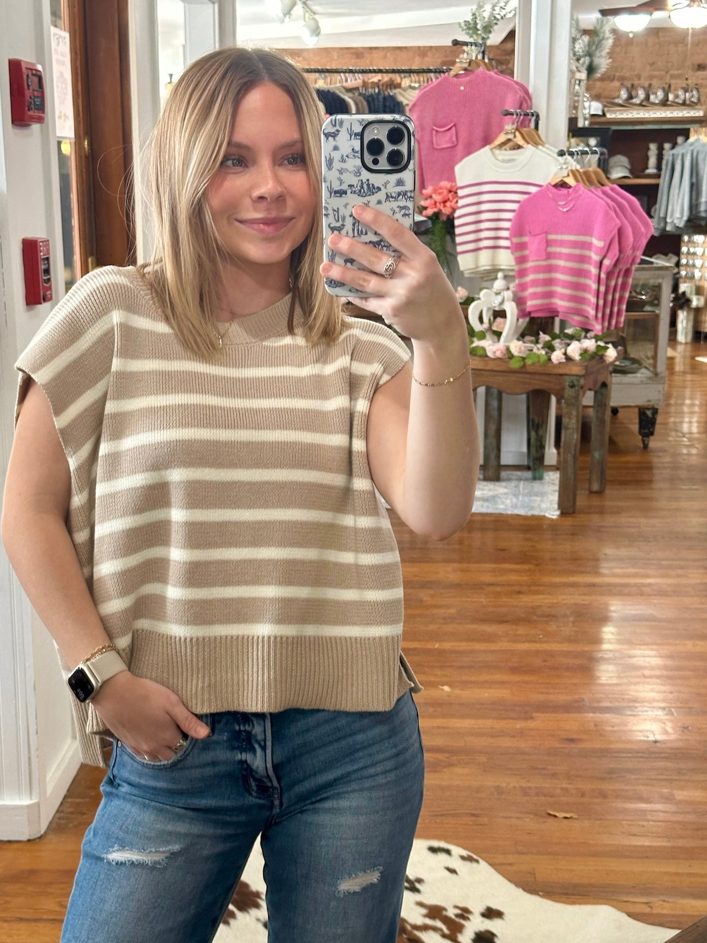 Someone Special Taupe Striped Top