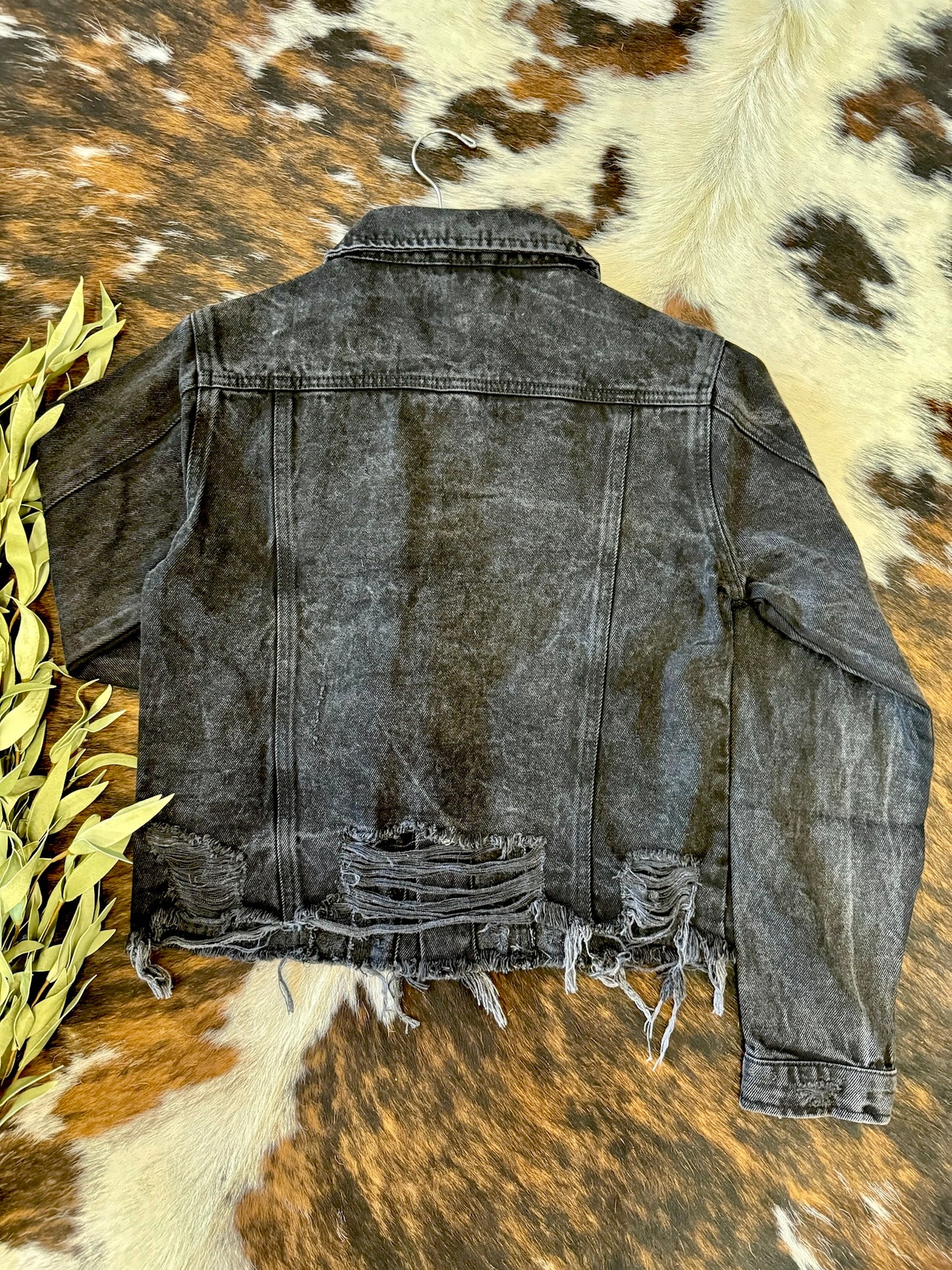 Drift Away Black Denim Distressed Jacket