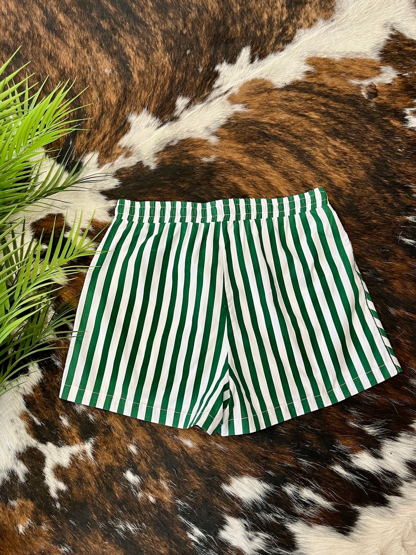 Sure Of It Green Striped Shorts