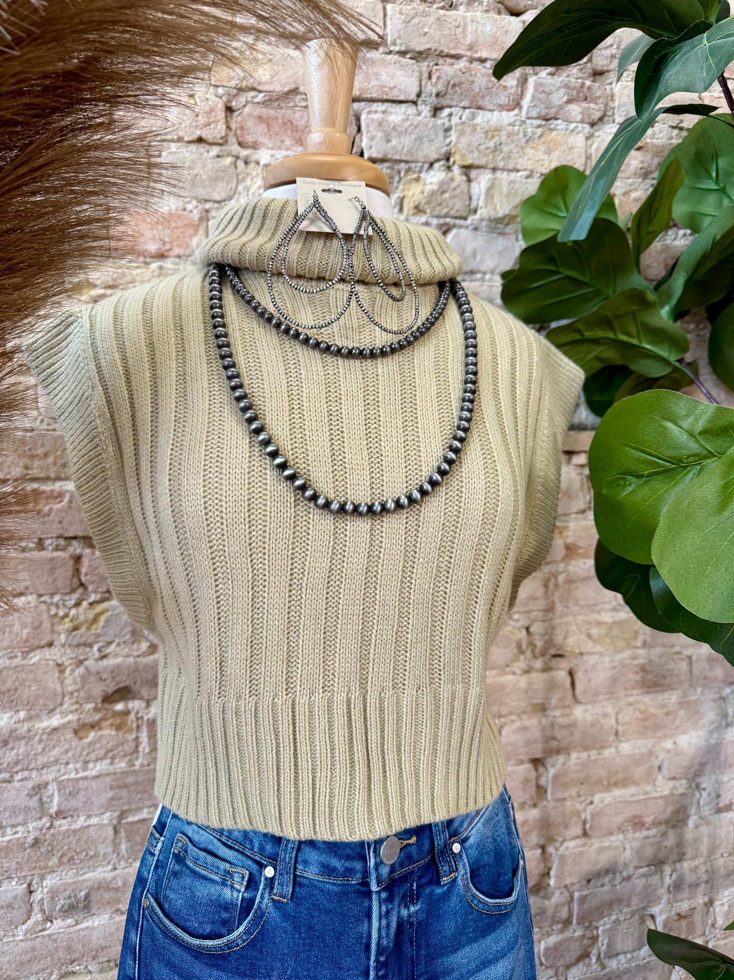 Trust The Process Taupe Turtleneck Sweater Top