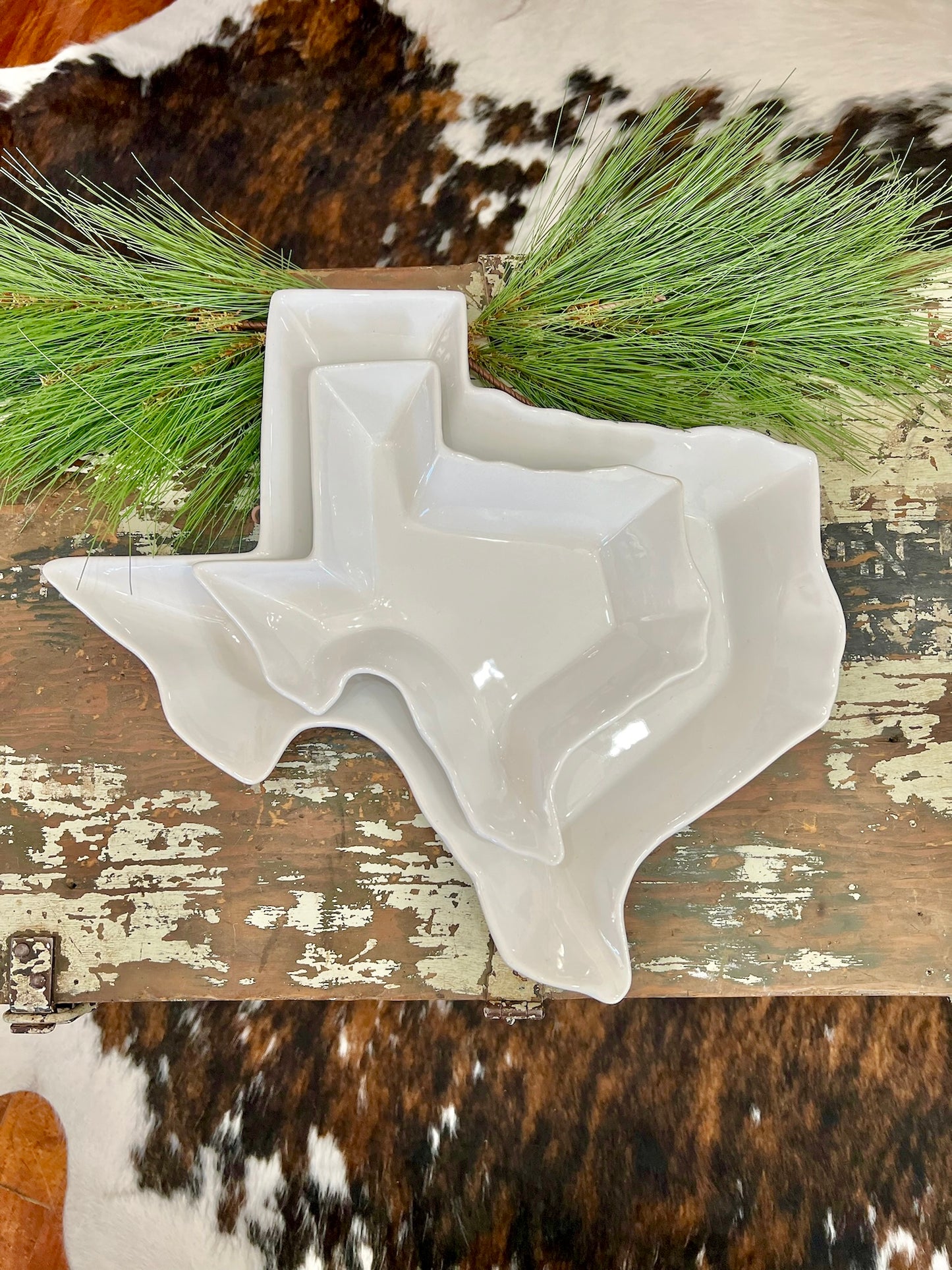 Medium White Texas Shaped Platter