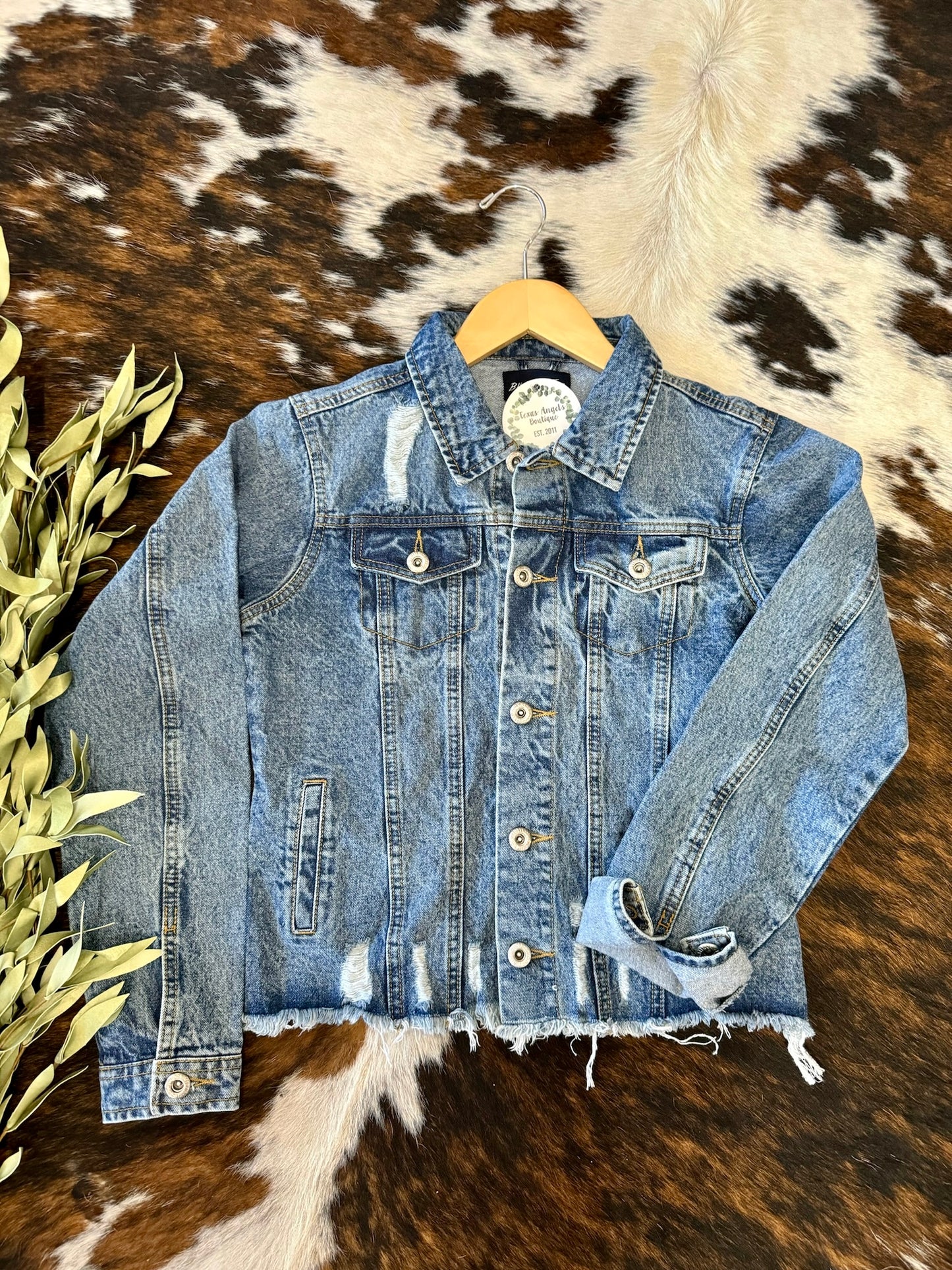 Drift Away Dark Denim Distressed Jacket