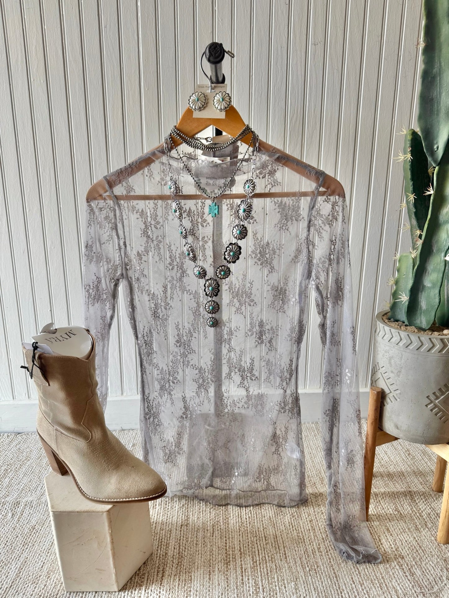 Lover's Lane Grey Lace Top